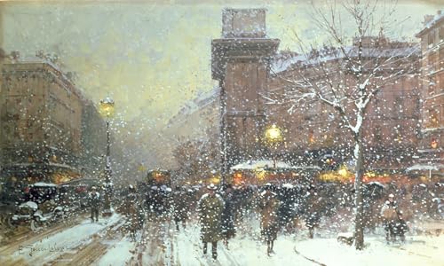 Toile murale abstraite Paris Eugène Galien Laloue finition premium pour grand salon
