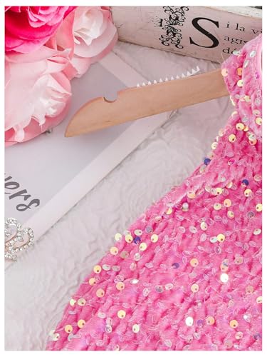 SweatyRocks Girl's Sparkly Sequin Halter Dress Ruched Sleeveless Bodycon Party Dresses4