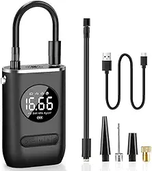 Calibrador Compressor Bomba De Ar Portátil Digital com Lanterna LED para Encher Pneus de Carro, Moto, Bike, Bicicleta, Bola e Piscina Inflável