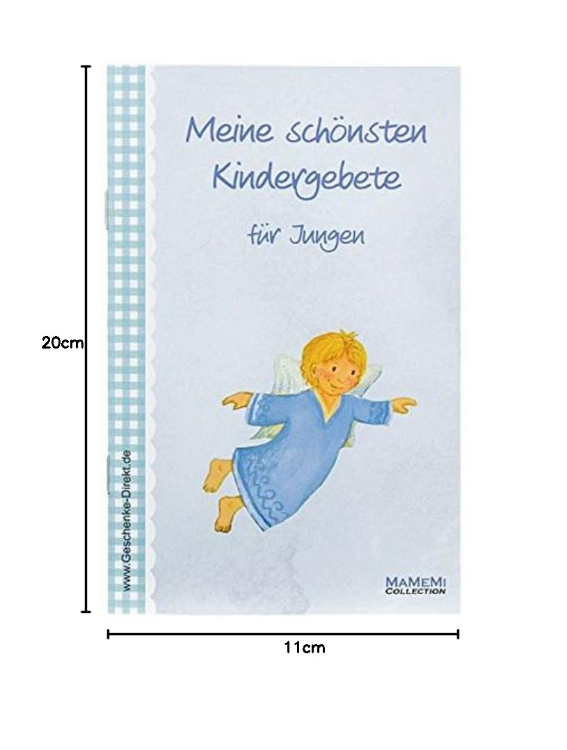 MaMeMi HOLZKREUZ für JUNGEN mit ENGEL & SEGENSSPRUCH aus Südtirol– ca. 20 x 11 cm – mit KINDERGEBETSBÜCHLEIN – Geschenk zur TAUFE, GEBURT, KOMMUNION – Deko fürs KINDERZIMMER mit WANDAUFHÄNGUNG