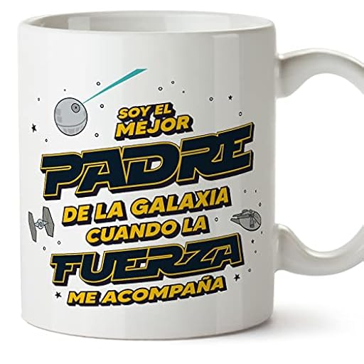 MUGFFINS Tazas para PADRE/PAPÁ - En Español - Mejor Familia Galaxia cuando Fuerza Acompaña - 11 oz / 330 ml - Regalo original y divertido | Ya disponible en tu tienda friki favorita! En mundofriki.es!