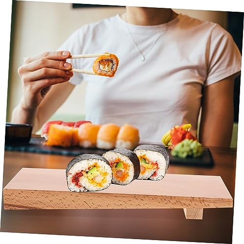 Plato para sushi y sashimi de madera color beige miniatura 5
