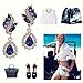 EleQueen Women's Austrian Crystal Art Deco Tear Drop Dangle Earrings Clip-on (Gold-tone Blue Color)