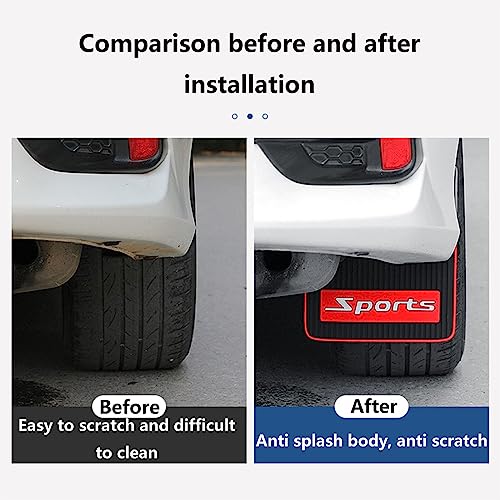 Image of 4 Pairs of Mud Flaps Safety Warning Reflective Devices for Car Splash Prevention Device Front and Rear Universal for Car Rubber (Sports)