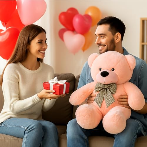 Image of Giant Teddy Bear 3 Feet - Soft Plush Stuffed Toy for Kids & Girlfriend, Soft Toy for Kids - Birthday Gift for Girls, Plush Toy Big Cuddly Hugging Bear, Gifts for Valentine's Day (Pink)