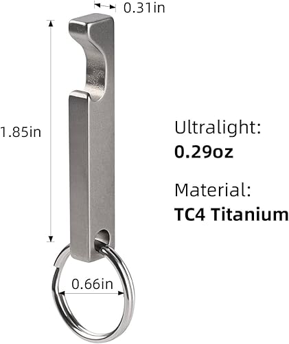 Miniatura 6 de SW637 Mini llavero de titanio abrebotellas de cerveza, regalos de bar para hombres, marido, papá, novio, suministros EDC para viajes al aire libre.