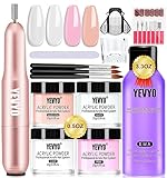 Acrylic Nail Kit With Drill, Acrylic Powder and Liquid Set With Nail Drill, 4Pcs Clear, Nude, Pink,
