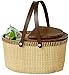 Outdoor Camping Piknik Torba Rattan Basket Ręcznie tkane Ogród Piknik Kosz Duży Kosz Przechowywania Koszyk Kosz Drewno (Color : Black Walnut)