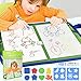 GOLDGE Tapis Dessin Enfant, Enfant Tapis de Doodle Pliable avec 1 Tapis Dessin Eau, 1 Pinceaux d’Eau, 2 tampons à Dessin, 8 modèles, 5 Autocollants, Jouets Éducatifs Jeux pour Enfants Format Voyage