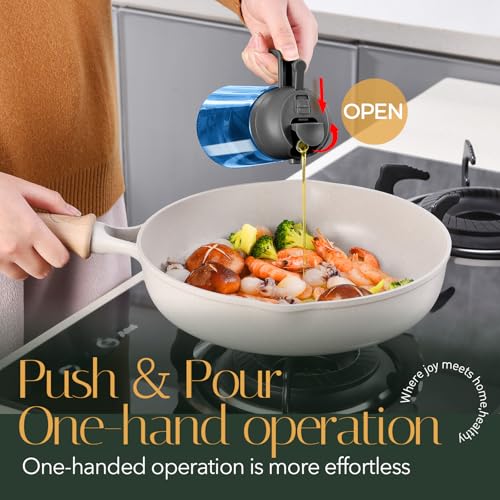 Image of YARRAMATE 16oz /470ml Light-Blocking Dark Oil Sprayer for Cooking (Black) | 2 in 1 Olive Oil Dispenser Bottle for Kitchen, Premium Blue Glass Oil Bottle, Food-Grade Oil Mister for Air Fryer, BBQ