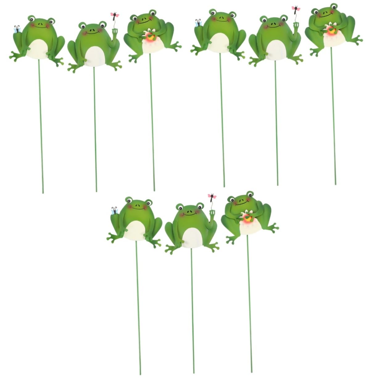 BESPORTBLE 9stücke Teiliges Gartenstecker Frosch Deko Eisenfiguren Für Außenbereich Farbenfrohe Ornamente Für Blumentöpfe Und Gartenbeete Für Gartenliebhaber Einweihungsgeschenk