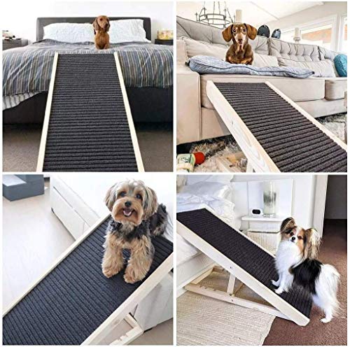 SASRL Adjustable Pet Ramp for All Dogs and Cats - for Couch or Bed with Paw Traction Mat, 40 in Long and Adjustable from 9” to 24” - Non Slip Carpet Surface Height Adjustable Ramp Up to 200 Lbs