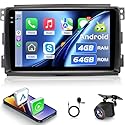 NHOPEEW 4+64G Android Autoradio für Benz Smart Fortwo 451 2005-2010 mit Wireless Carplay & Android Auto – 9-Zoll-Incell-Bildschirm, unterstützt WiFi, GPS, Lenkradsteuerung + Rückfahrkamera