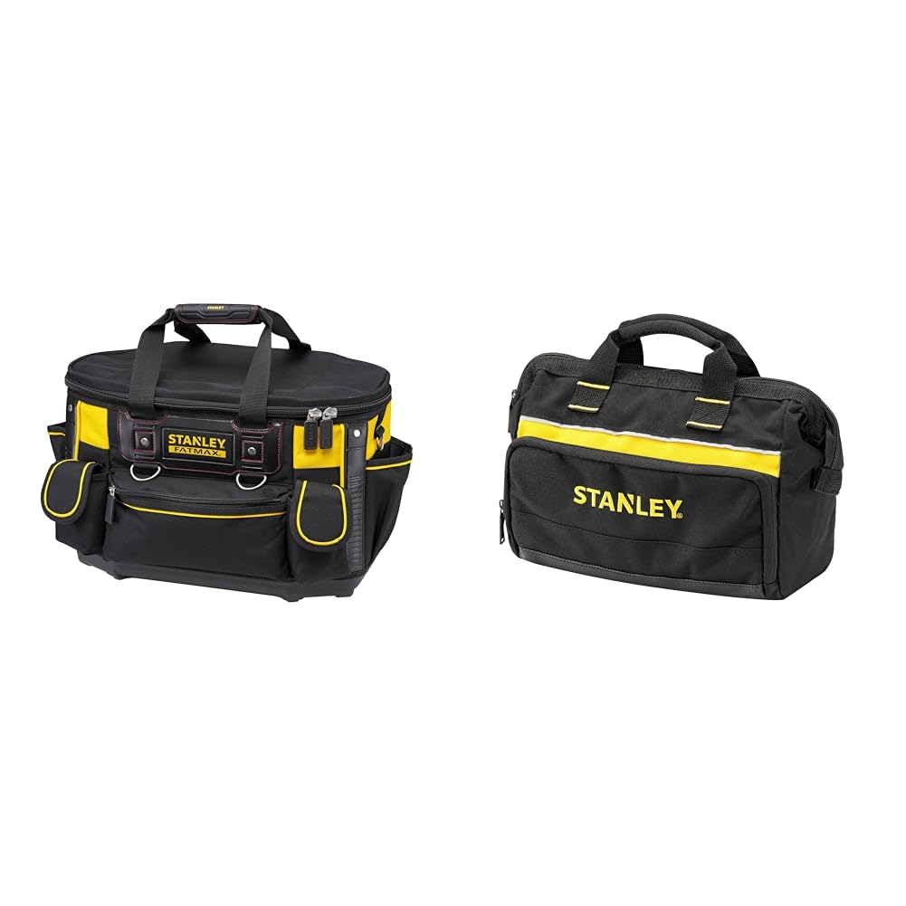 STANLEY FATMAX Sac à Outils Semi-Rigide - Structure Volumineuse & 1-93-330 Sac À Outils En Toile 600 Deniers - 8 Compartiments Intérieurs - Embase Renforcée - Poignée Matelassée
