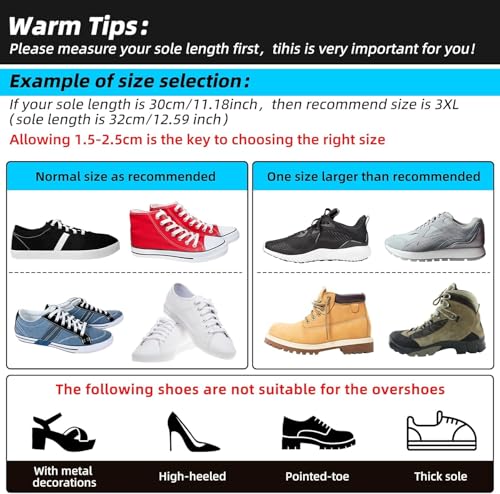 Image of Waterproof Rain Shoe Covers with Anti-Slip Sole, Reusable High Top Boot Covers for Men & Women, Zipper Design Outdoor Overshoes for Cycling, Motorcycling, Walking, Hiking & Rain Protection