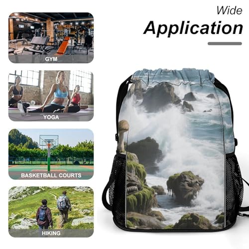 Mochila de gimnasio con cordón y estampado marino, perfecta para fitness y viajes de mujeres 6