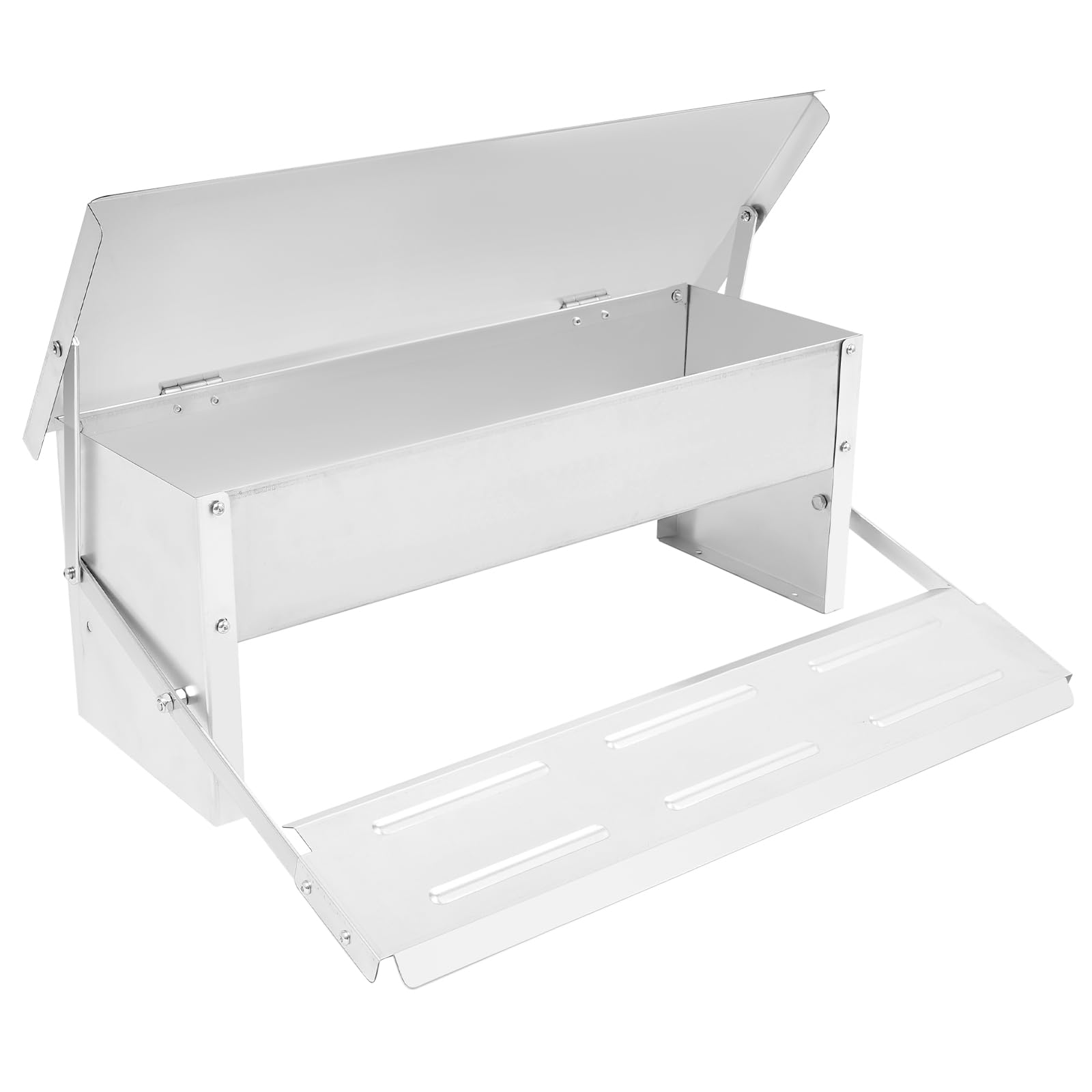 Comedero automático para pollos, con tapa, de acero galvanizado, para gallinas, 8,2 L, 51 x 37 x 35 cm