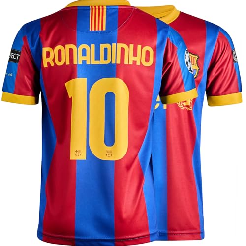 Gokaynex Ronaldinho Barcelona #10, Nostalgia Camiseta Infantil con Corto, Edición Limitada, Edición Limitada (4-13 años), Ronaldinho, 152