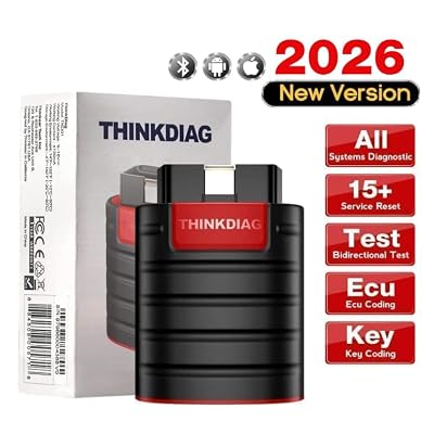 thinkcar Thinkdiag Obd2 Diagnostic Device Automotive Error Code Reader for Complete Systems OBD2 Bluetooth Adapter with 16 Reset Services Active Test ECU Coding iOS and Android App