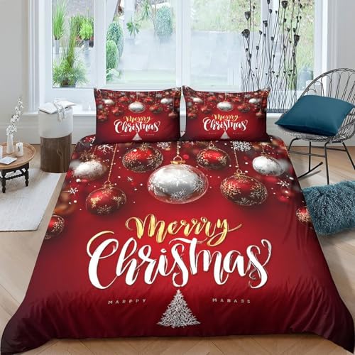 Housse de couette Noël hypoallergique rouge fermeture éclair