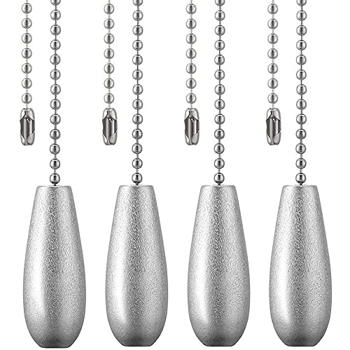 Image of Ceiling Fan Chain Pulls Decorative Extension 12 Inches Silver Color Wooden Pull Chain Fan Pulls Set Ornaments for Ceiling Light Lamp Fan Chain (Nickel) 4 Pcs