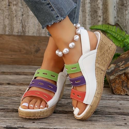 Sandalias de verano para mujer con base inclinada y hebilla para soporte de fascitis plantar 4