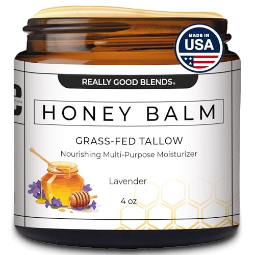 Really Good Blends - Tallow and Honey Balm, XL Size, Organic Body Butter, Grass-Fed Beef Tallow for Skin, Soothing All-Natural Moisturizer for Body and Face | Made in USA - 4 oz (Lavender) image 3