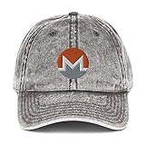 Monero Hat (Embroidered Vintage Cotton Twill Cap) XMR Privacy Coin Crypto Charcoal Grey