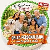 FOTO COMESTIBLE - OBLEA o Papel de AZÚCAR, Personalizada para Tarta con Foto, Nombre y Edad - Imagen Comestible Cumpleaños - Calidad Fotográfica Profesional - Varios Tamaños - Redonda