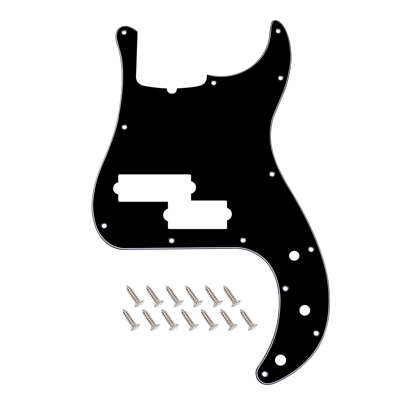 Banworks 5-String Precision Bass Pickguard with Truss Rod Notch 3-Ply 13-Hole P Bass PB Scratch Plate for USA/Mexican Modern Style 5-String Fender Precision Bass JT/HB-37 Black