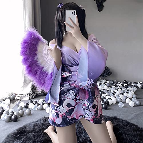 Image of Female Japanese sexy kimono cardigan underwear anime cosplay fox spirit loose yukata nightgown blouse