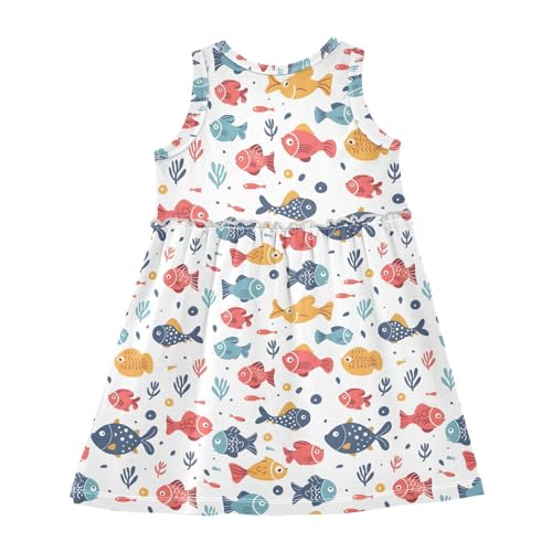 ALAZA Library Bookworm Cartoon Girls Toddler Casual Dress for Summer Sleeveless Dresses Sundress 2-8 Years2
