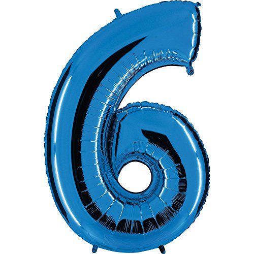PartyMarty Grabo_006B-P Ballon Zahl in Blau - XXL Riesenzahl 100cm - für Geburtstag Jubiläum & Co - Neun - Party Geschenk Dekoration Folienballon Luftballon Happy Birthday (Zahl 6) Cover