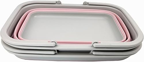 Miniatura 37 de SAMMART Tina de plástico plegable con asa de 9.2 L (2.3 galones), cesta de picnic portátil al aire libre, lavabo plegable para lavar platos