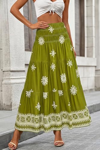 Image of CFLONGE Summer Maxi Skirts for Women 2026 Trendy Floral A Line Boho Skirt