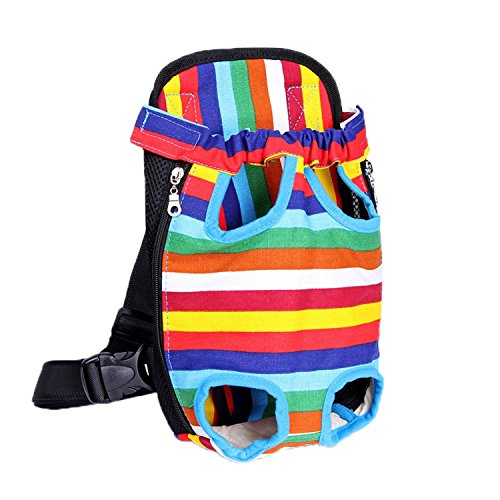 Thmyo Patas Delanteras para Perros Mochila para Perros, Ajustable con Manos Libres Mochila para Mascotas para Caminar Caminatas y Motocicletas (M, Franja de Color)