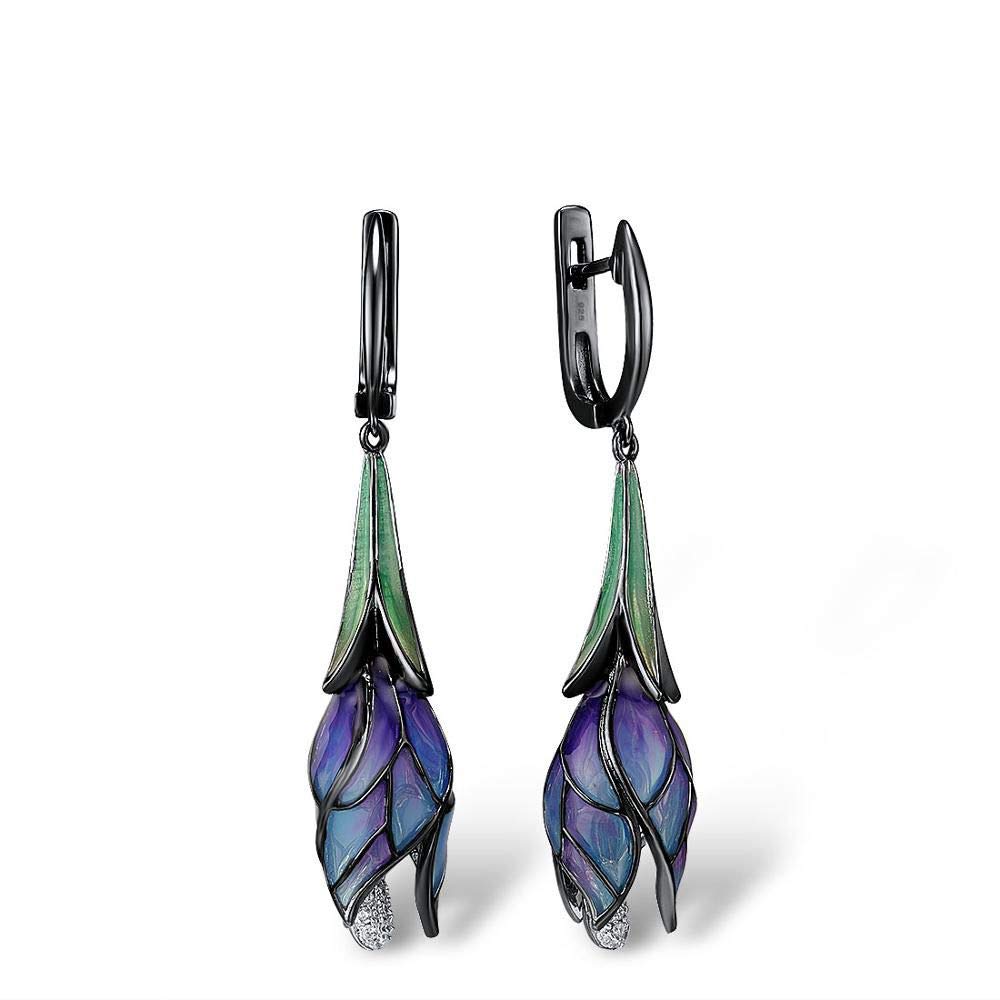 Boucles d'oreilles fleur violette anti-ternissement bijoux fins