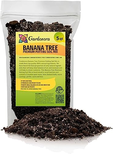 GARDENERA Banana Tree Potting Mix - 5 Quart - Expertly Crafted Formula to Create an Ideal Growing Environment for Your Banana Trees - Experience The Difference in Yield and Flavor