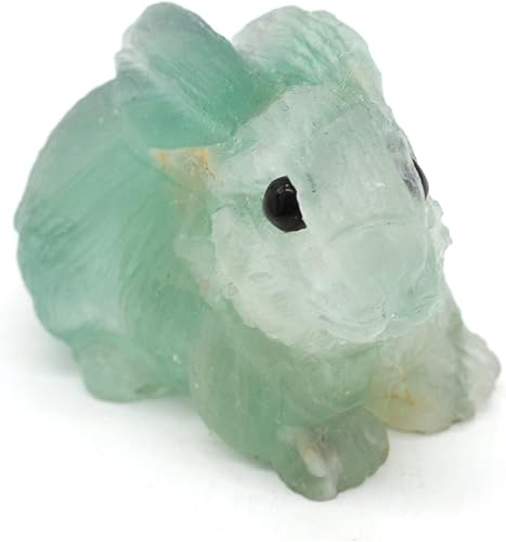 TONONE Piedra natural Reiki con forma de conejo de cristal para decoración del hogar, estatua del zodiaco de animales, cuarzo rosa, piedras
