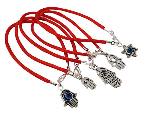 Treasure4U-store 5 Mixed Kabbalah Red String Bracelets Evil Eye Protection with Hamsa Hand and Star of David