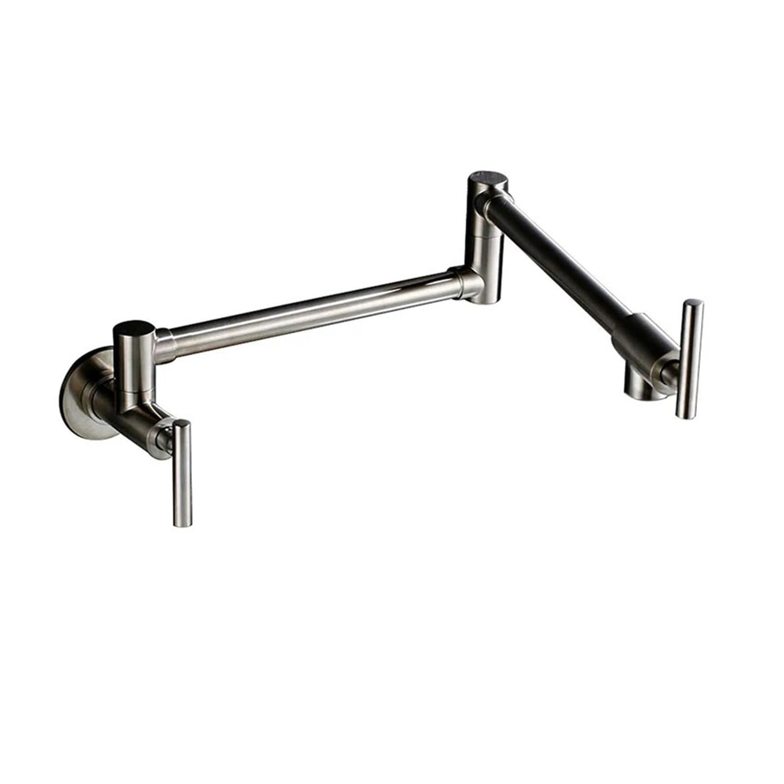ZQFHSX Pot Filler Double Joint Spout Folding Stretchable Swing Arm Wall Brass Kitchen Faucet Single Hole Two Handle Sink DIY Renovation(Brushed C)