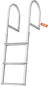 VEVOR Dock Ladder, Removable 3 Steps, 500 lbs Load Capacity, Aluminum Alloy Pontoon Boat Ladder with 3.1'' Wide Step & Nonslip Mat, Easy to Install for Ship/Lake/Pool/Marine Boarding