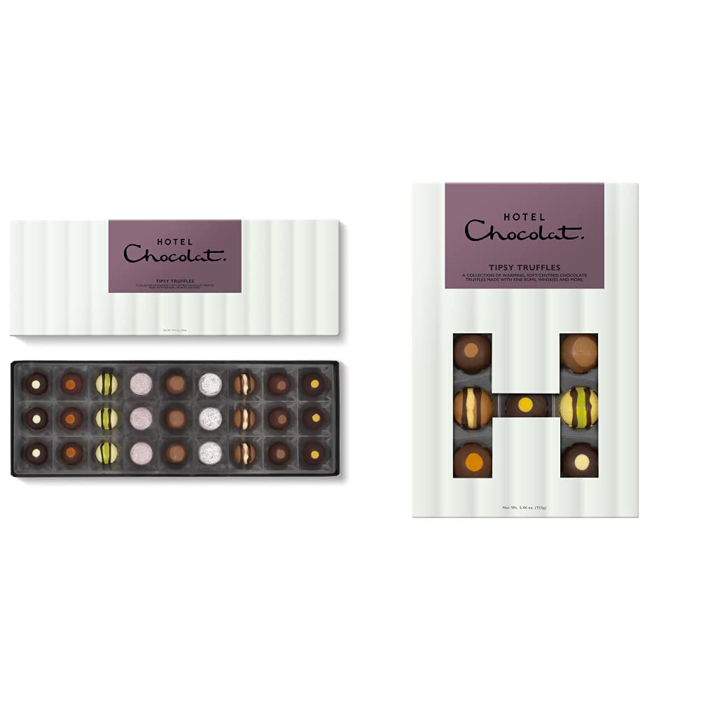 Hotel Chocolat - Tipsy Truffles Sleekster White , 290 g (Pack of 1) & Tipsy Truffles H-box, 0.155 kilograms