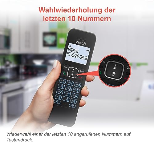 VTech LS1050 DECT Telefon Schnurlos Schnurlostelefon mit Anrufbeantworter, Innovativer Ladestation, Anrufsperre, Anruferkennung/Anklopffunktion, Freisprecheinrichtung, Hintergrundbeleuchtetem Display