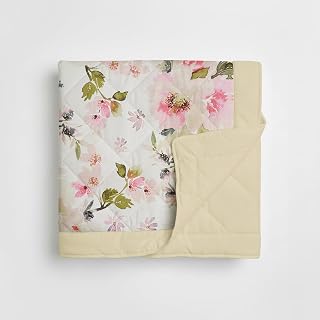 Linen Home Cotton AC Blanket for Single Bed (229 x 142 cm) | Floral Print in Pink & Sand Shell | All Season Reversible Bla... Price In India
