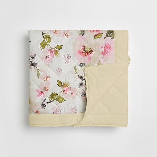 Linen Home Cotton AC Blanket for Single Bed (229 x 142 cm) | Floral Print in Pink &amp; Sand Shell | All Season Reversible Bla...