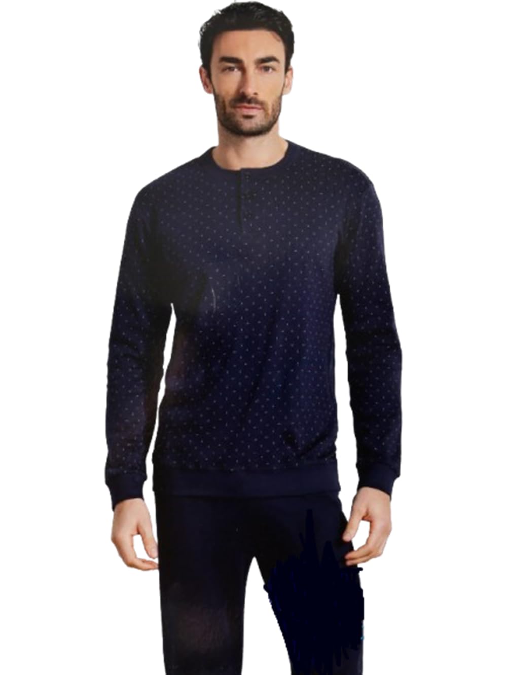 Generico Pigiama Invernale Lungo da Uomo in Caldo Cotone Interlock Nottingham