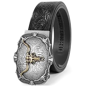 BELTROAD Cowboy Western Ratchet Belts for Men Western Leather Belt Ratchet | 1.5″ Embossed Leather Ratchet Cowboy Belt with Western Ratchet Buckles Blets for Jeans Mens Cowgirl Rodeo Texas Gifts