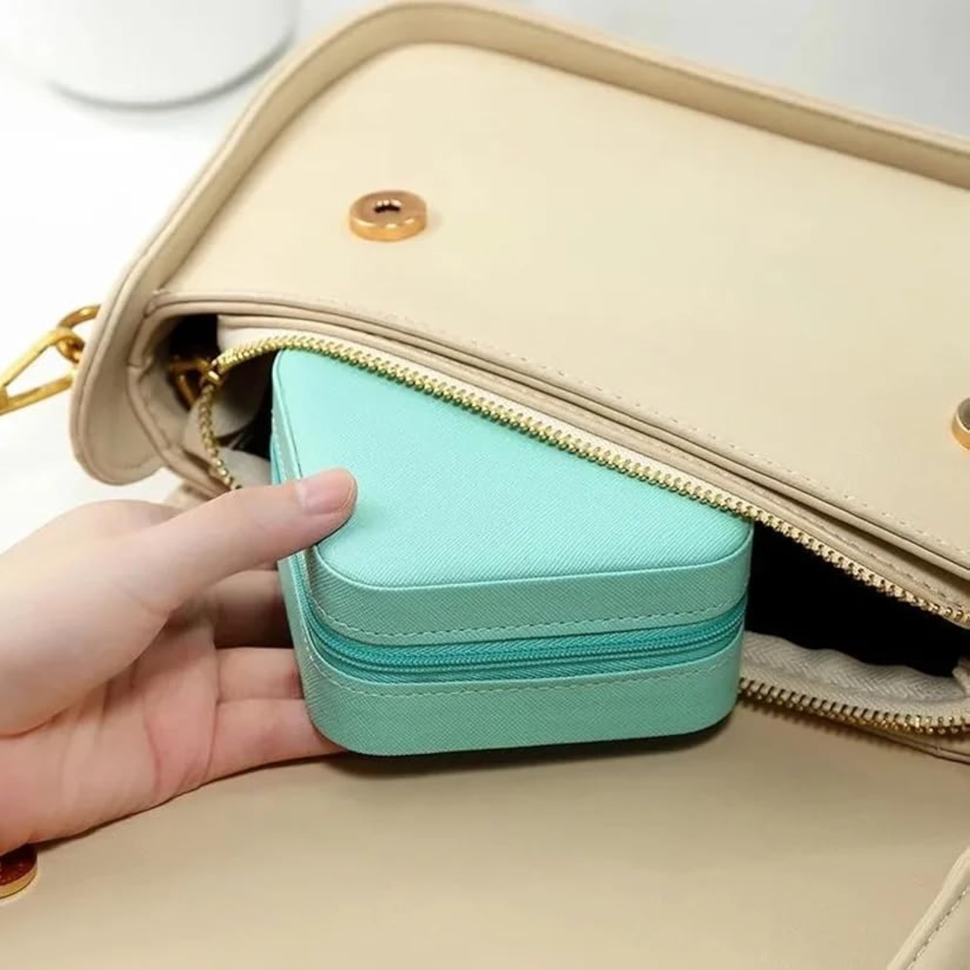 Portable PU Leather Travel Jewellery Box, Multi-Compartment Organizer