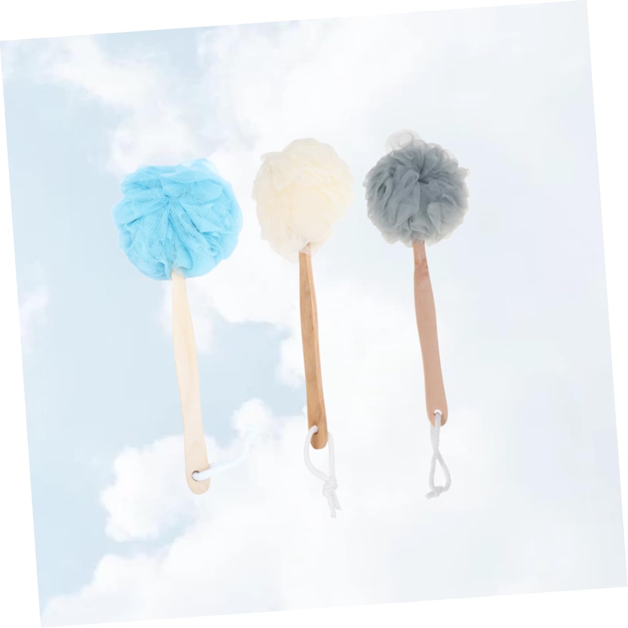 PACKOVE 3 Piezas Toalla de baño de bola de baño ducha cepillo de esponja de lufa espuma cuerpo fregar accesorios para el baño bath mango largo bolas de baño Bambú